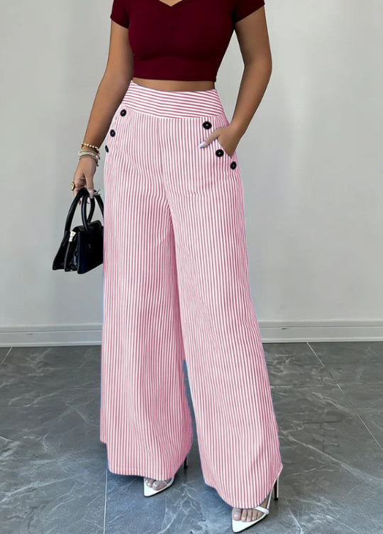Damen nan hochgeschnittene Palazzo-Hose mit maritimen Knopfdetails und weitem Bein Shop Nory