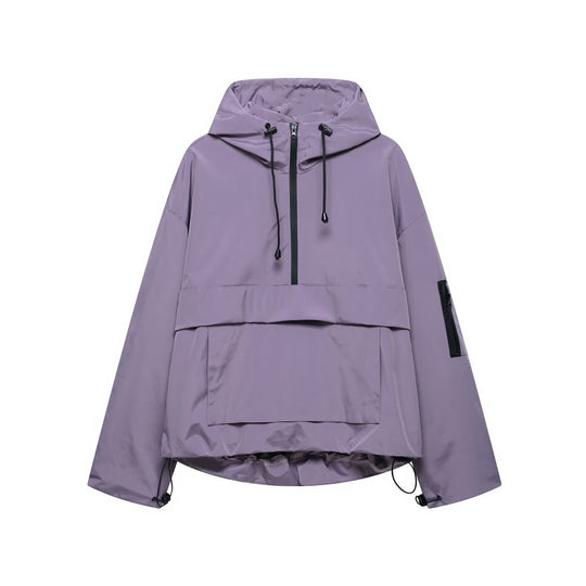Unisex nan technischer Windbreaker Anorak mit halbhohem Reißverschluss Kapuze und Kängurutasche Shop Nory