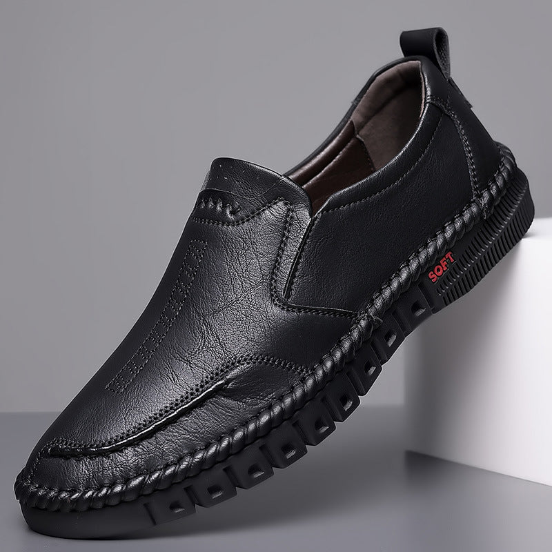 Herren Elegante Leder-Slipper mit geflochtener Sohleneinfassung und flexibler Soft-Profilsohle Shop Nory