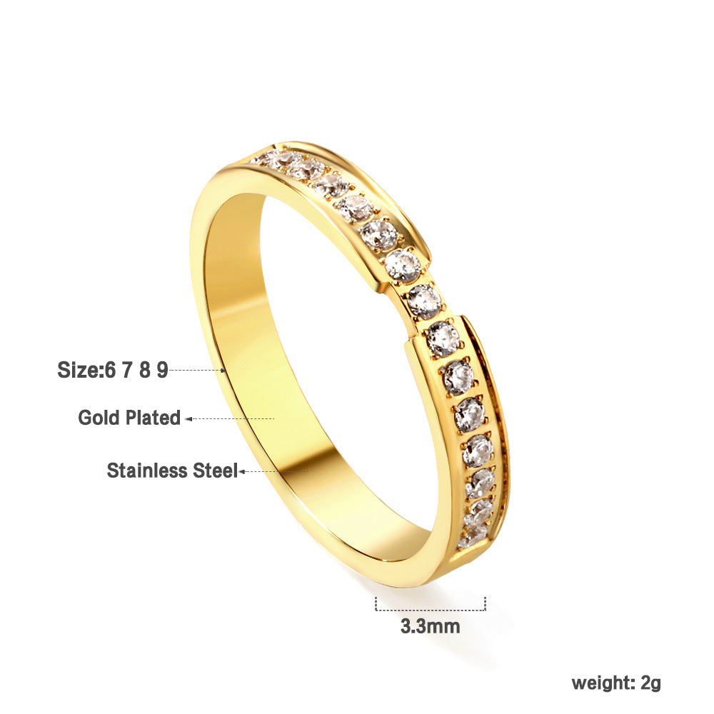 Damen Ring mit brillantem Zirkonia und eleganter Edelstahlfassung Shop Nory