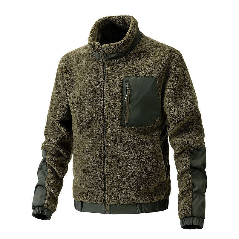 Herren Fleecejacke mit hochgeschlossenem Kragen und seitlichen Reißverschlusstaschen