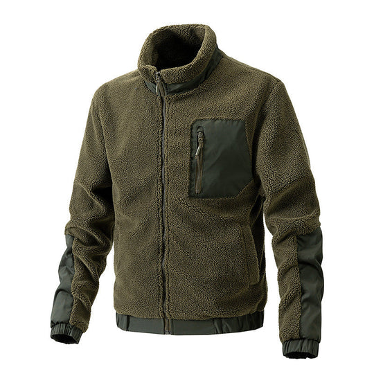 Herren Fleecejacke mit hochgeschlossenem Kragen und seitlichen Reißverschlusstaschen