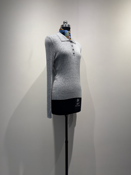 Damen Ripp Longsleeve Polo Top Shop Nory