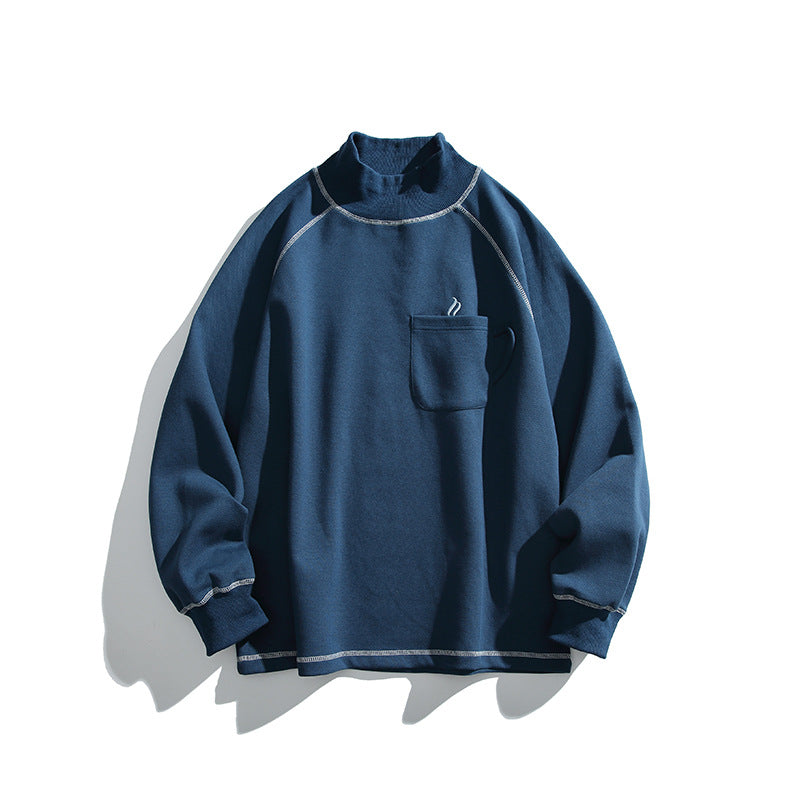 Unisex Oversize-Halbkragen-Sweatshirt mit Raglanärmeln und Brusttasche Shop Nory