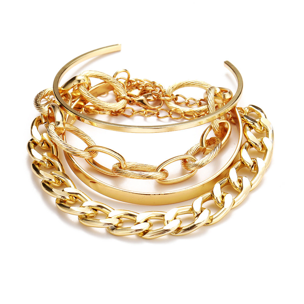 Damen Armband-Set aus stilvollem, mehrlagigem Metall Shop Nory