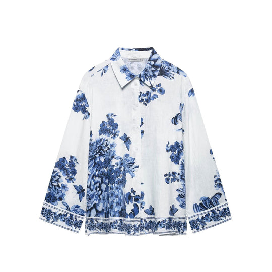 Damen Lockeres Hemd mit floralem Alloverprint und durchgehender Knopfleiste Shop Nory