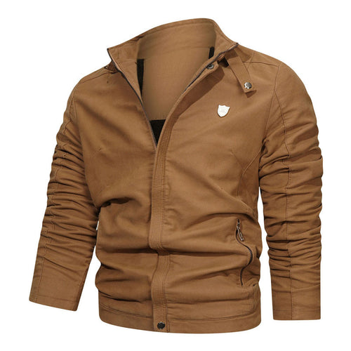 Herren Slim-Fit Canvas-Bomber mit Hochkragen, Schnallenakzent und verdeckter Reißverschlussleiste Shop Nory