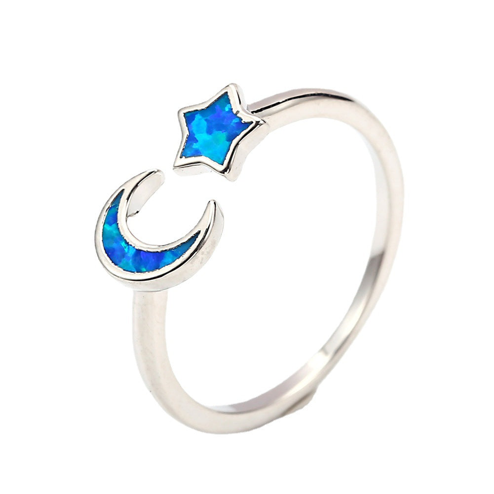 Damen Ring mit filigranem Mond- und Sternmotiv Shop Nory