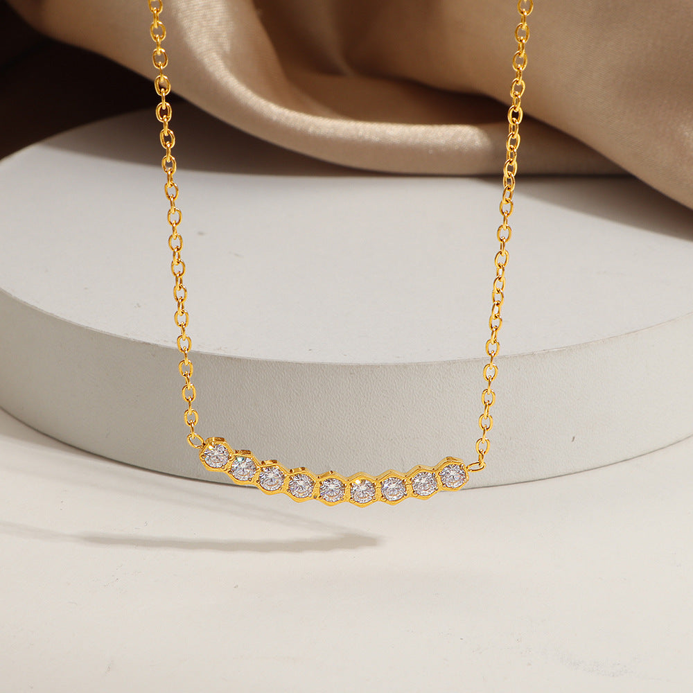 Damen Glänzende Edelstein-betonte Bar Kette Shop Nory