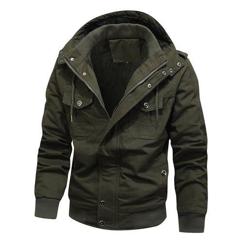 Herren Kapuzen-Canvasjacke mit Teddyfutter und Utility-Taschen Shop Nory