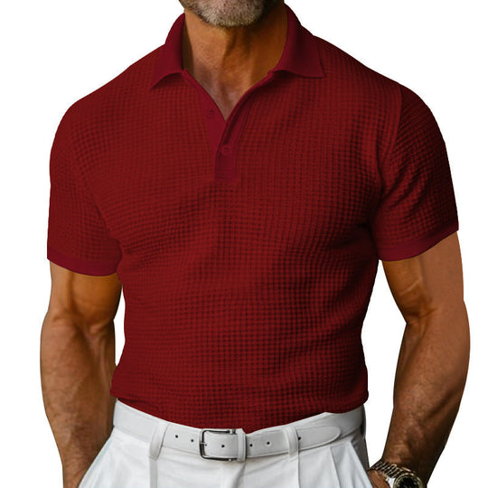 Herren nan strukturiertes Poloshirt mit Waffelpiqué und tailliertem Schnitt