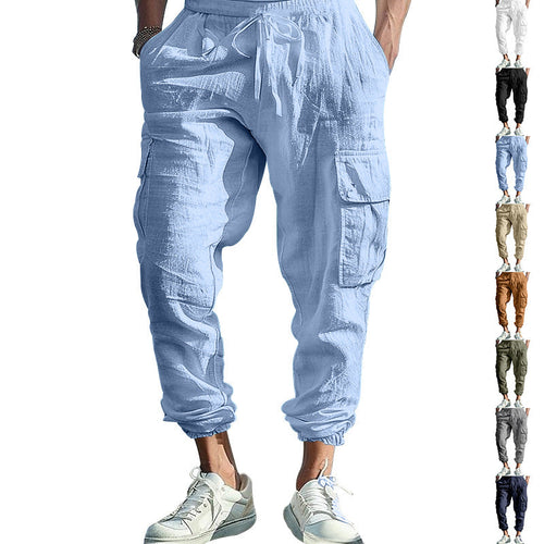 Herren luftige Cargo-Hose mit elastischem Bund und seitlichen Taschen
