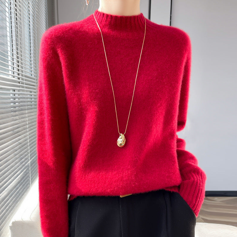 Damen Kurz-Mockneck-Pullover aus flauschigem Mohair-Mix mit kastiger Silhouette Shop Nory