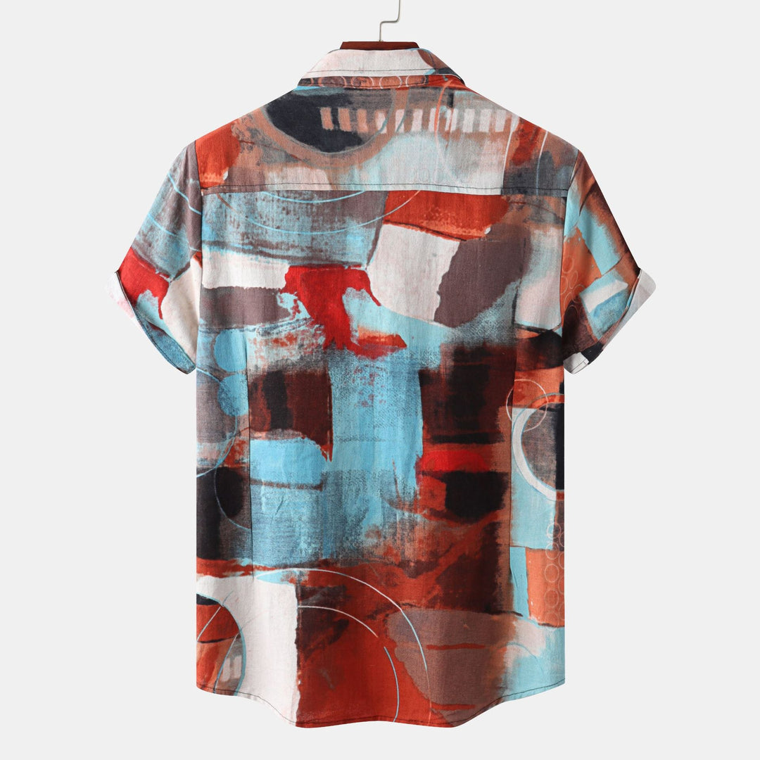 Herren Kurzarmhemd mit kreativem Abstract-Design Shopnory