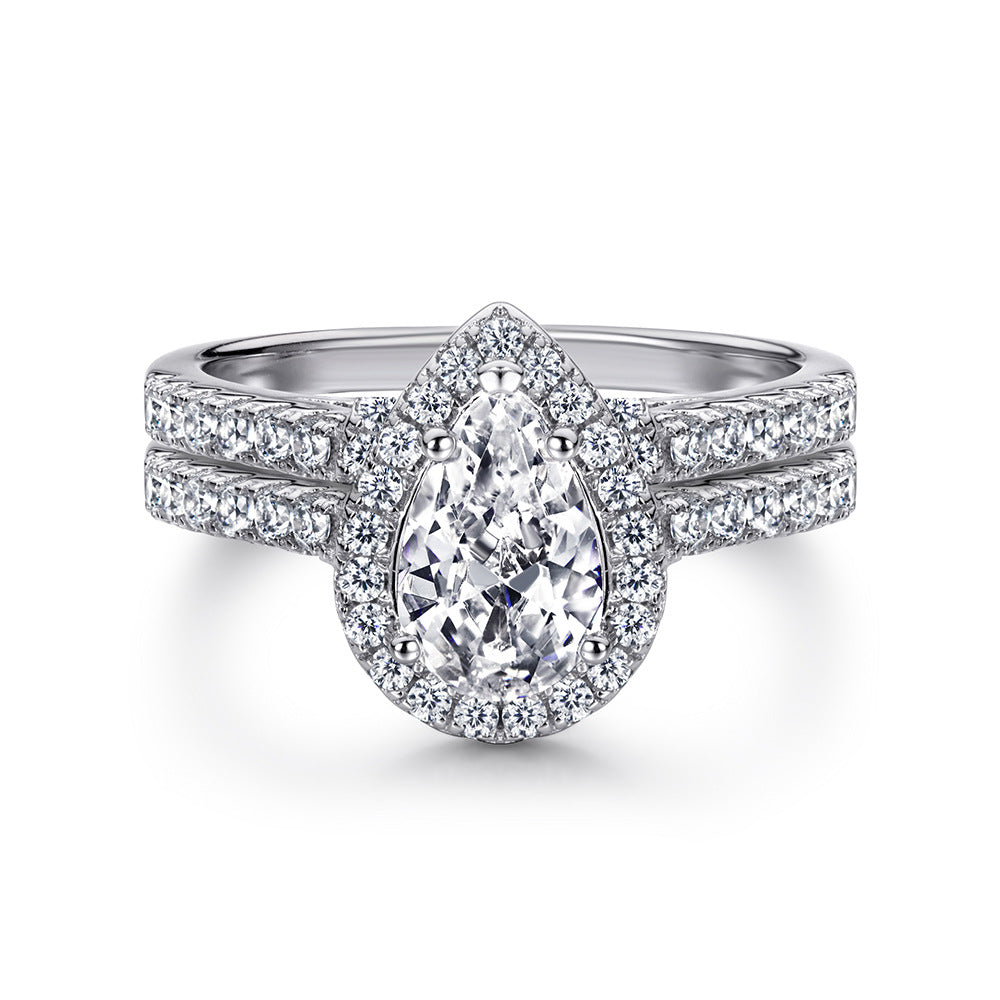 Damen Verlobungsring mit quadratischem Hauptstein und feinem Zirkonia-Besatz Shop Nory
