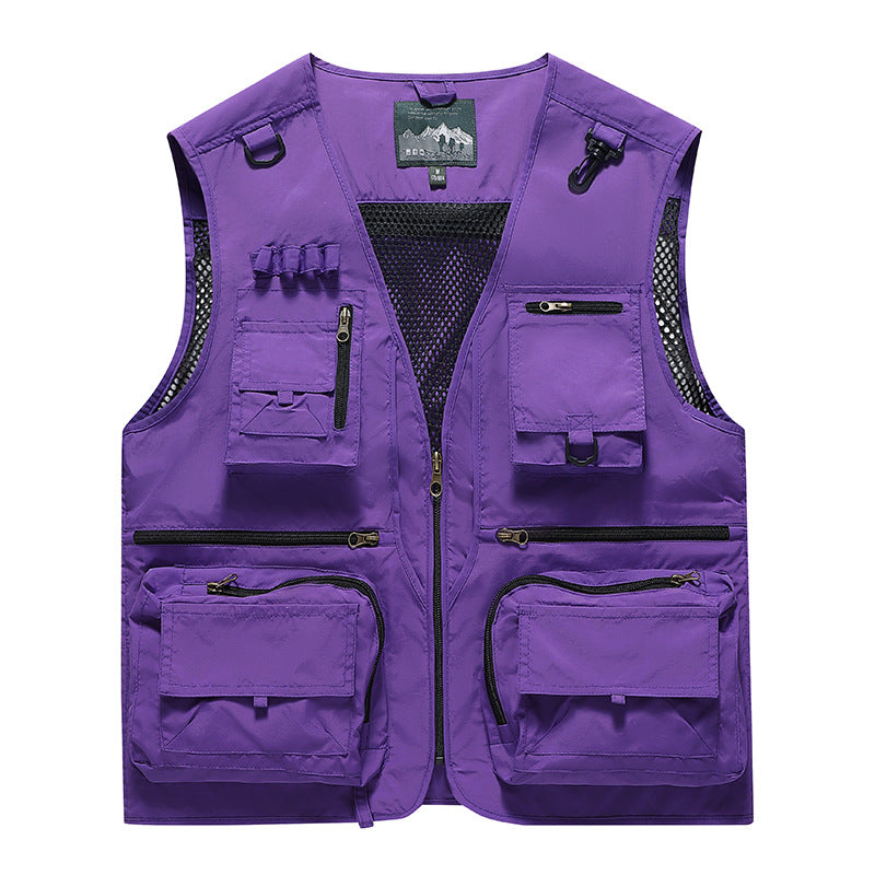 Herren Multifunktionale Cargo-Utility-Weste mit zahlreichen Reißverschlussfächern und D-Ringen Shop Nory