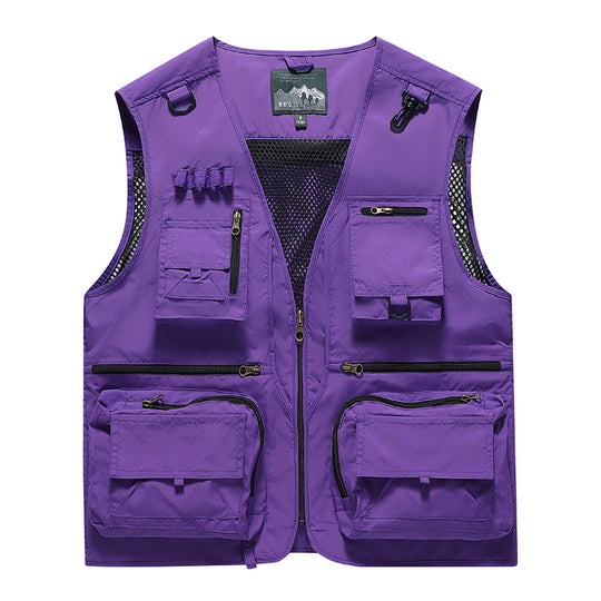 Herren Multifunktionale Cargo-Utility-Weste mit zahlreichen Reißverschlussfächern und D-Ringen Shop Nory