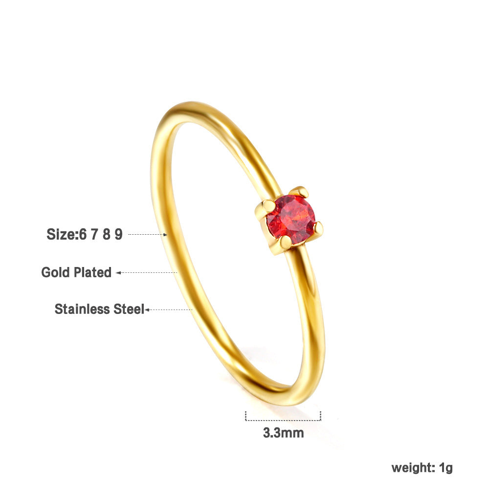 Damen Ring mit funkelndem blauen Zirkonia aus hochwertigem Edelstahl und goldplattierter Oberfläche Shop Nory
