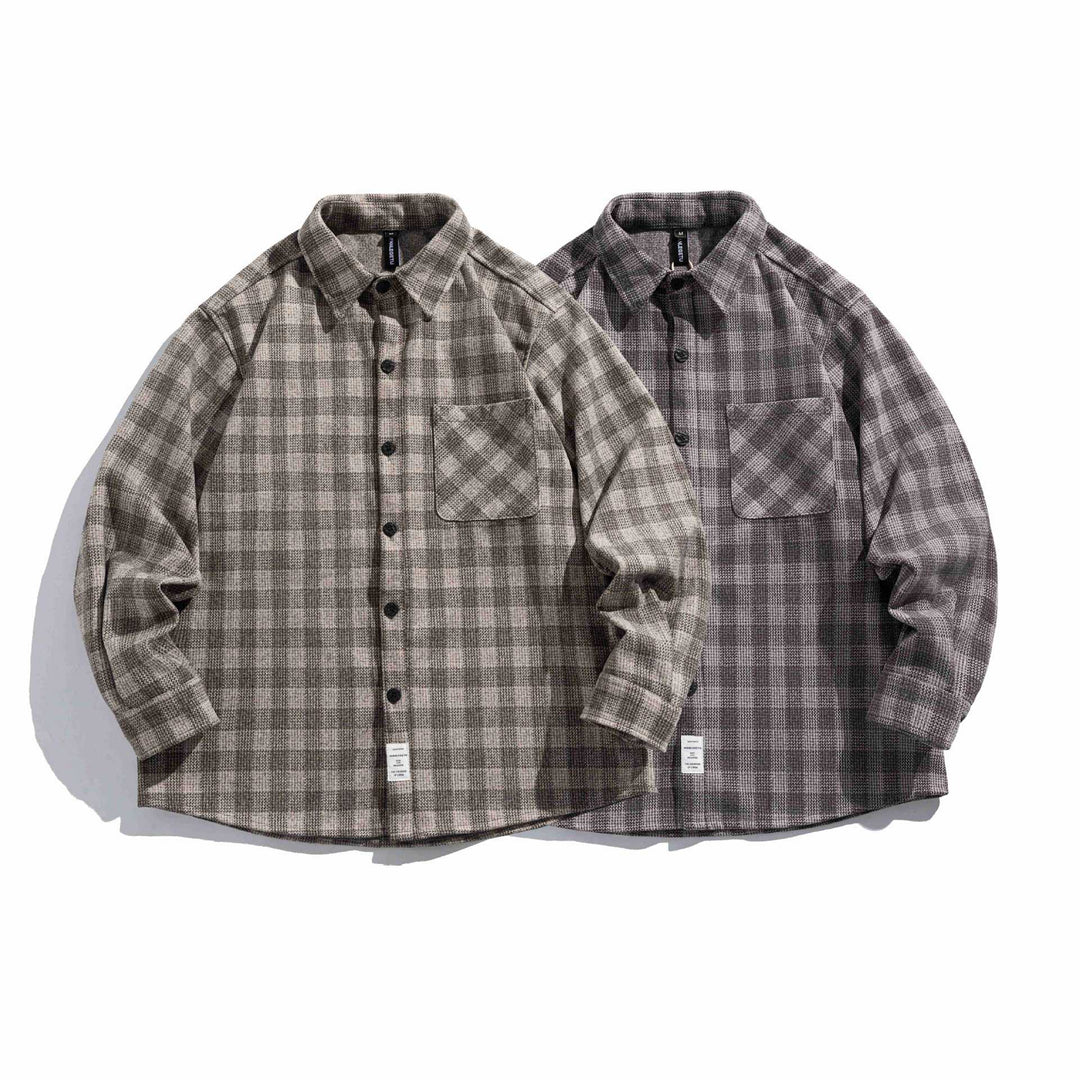 Herren Karierte Hemdjacke aus Wollmischung mit Overshirt-Schnitt und aufgesetzter Brusttasche Shop Nory