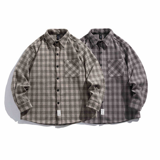 Herren Karierte Hemdjacke aus Wollmischung mit Overshirt-Schnitt und aufgesetzter Brusttasche Shop Nory