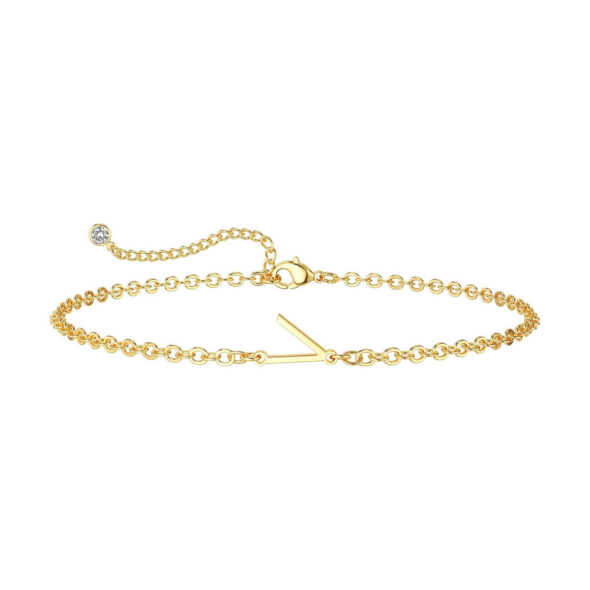 Damen Fußkettchen mit personalisiertem Anfangsbuchstaben und funkelndem Zirkonia-Detail Shop Nory