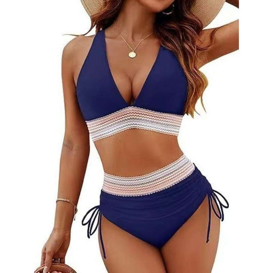 Damen Bikiniset mit hohem Bund und verstellbaren Rüschen