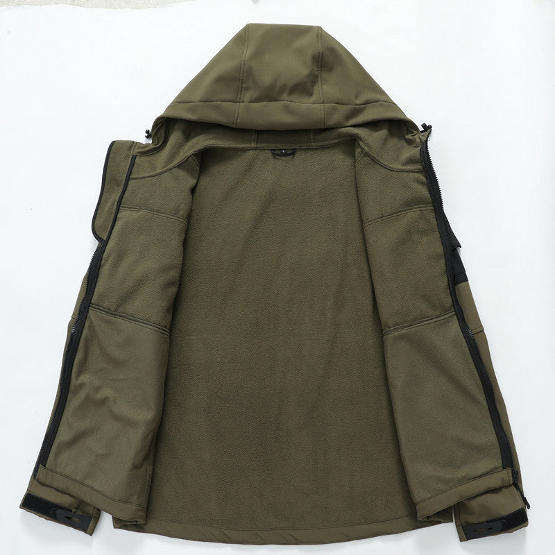 Herren Softshell-Tactical Jacke mit Fleece-Innenfutter, Kapuze und Multifunktionstaschen Shop Nory