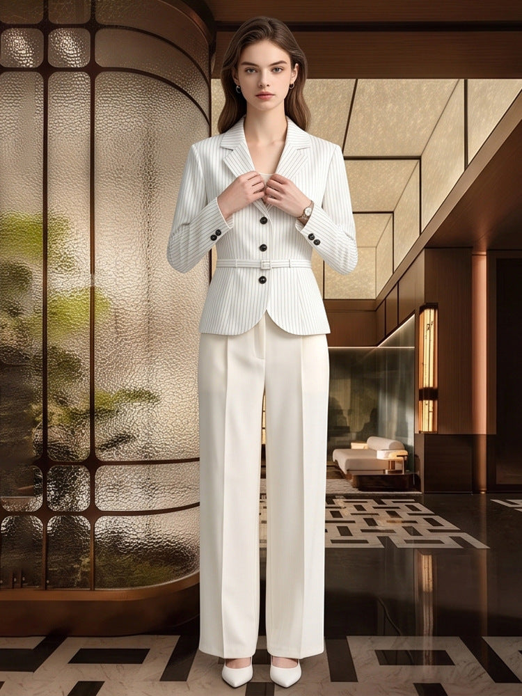Damen Tailliertes Nadelstreifen-Blazer- und Palazzo-Hosen-Set Shop Nory