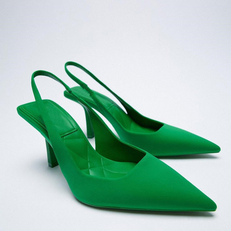 Damen Sling-Pumps mit elegantem V-Ausschnitt und komfortablem Blockabsatz