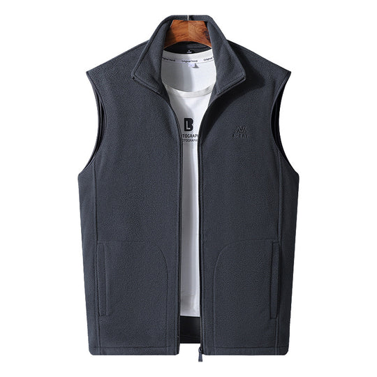 Herren Leichte Microfleece-Outdoorweste mit hochschließendem Stehkragen und verdecktem Reißverschluss Shop Nory