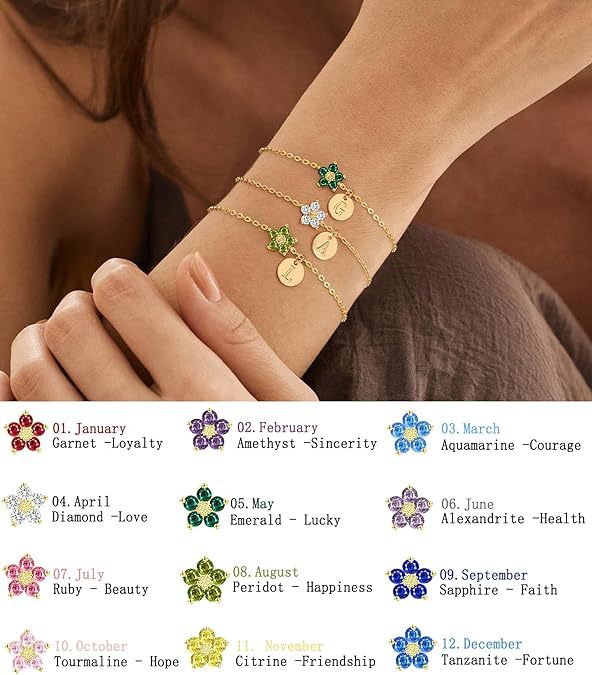 Damen Armband mit bunten Edelstein-Anhängern und personalisierbarem Design Shop Nory