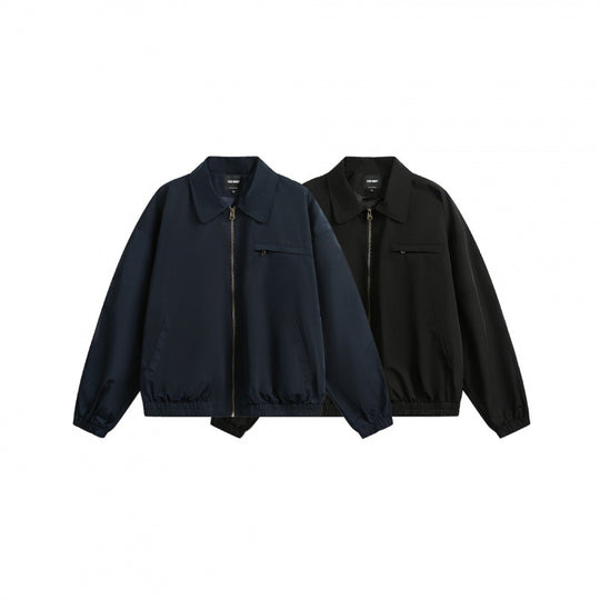 Unisex Boxy-Overshirt-Jacke mit durchgehendem Reißverschluss, elastischem Saum und Brust-Reißverschlusstasche Shop Nory