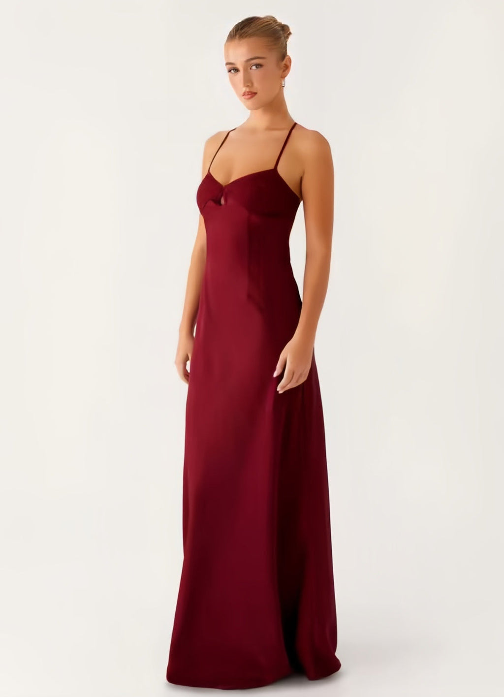 Damen Abendkleid mit verführerischem Spaghettiträger-Design und elegantem Schlitz