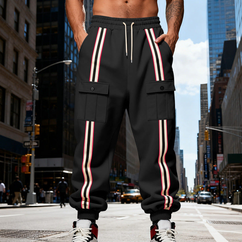 Herren Cargo-Jogginghose im Urban-Streetwear-Look mit Kontraststreifen und Klappentaschen Shop Nory