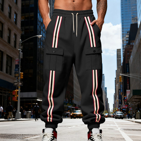 Herren Cargo-Jogginghose im Urban-Streetwear-Look mit Kontraststreifen und Klappentaschen Shop Nory