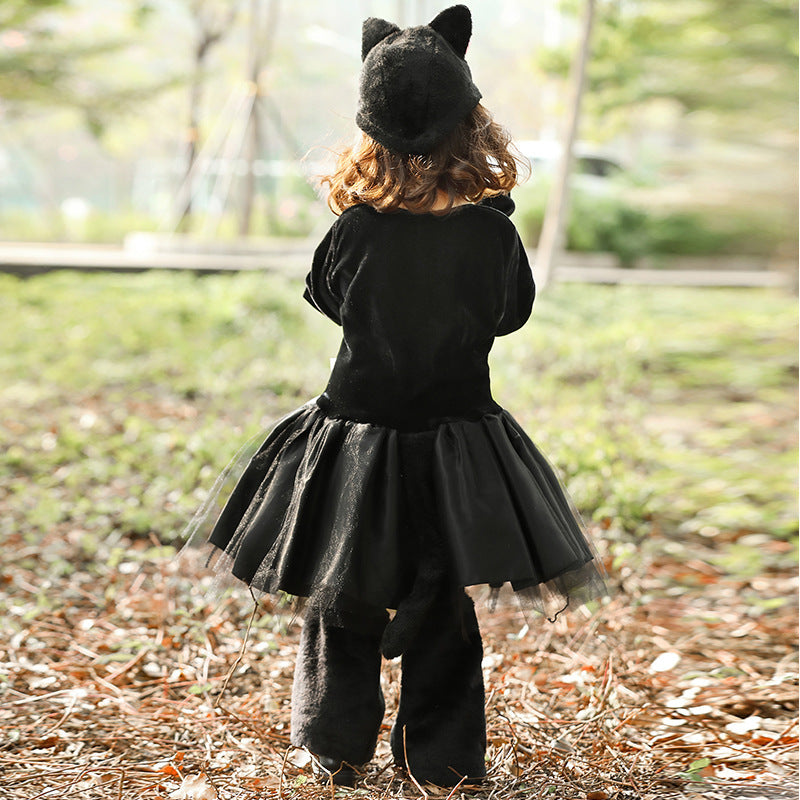 Mädchen Katzenkostüm mit rockiger Tüllschicht und zauberhaften Details Shop Nory