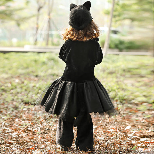 Mädchen Katzenkostüm mit rockiger Tüllschicht und zauberhaften Details Shop Nory