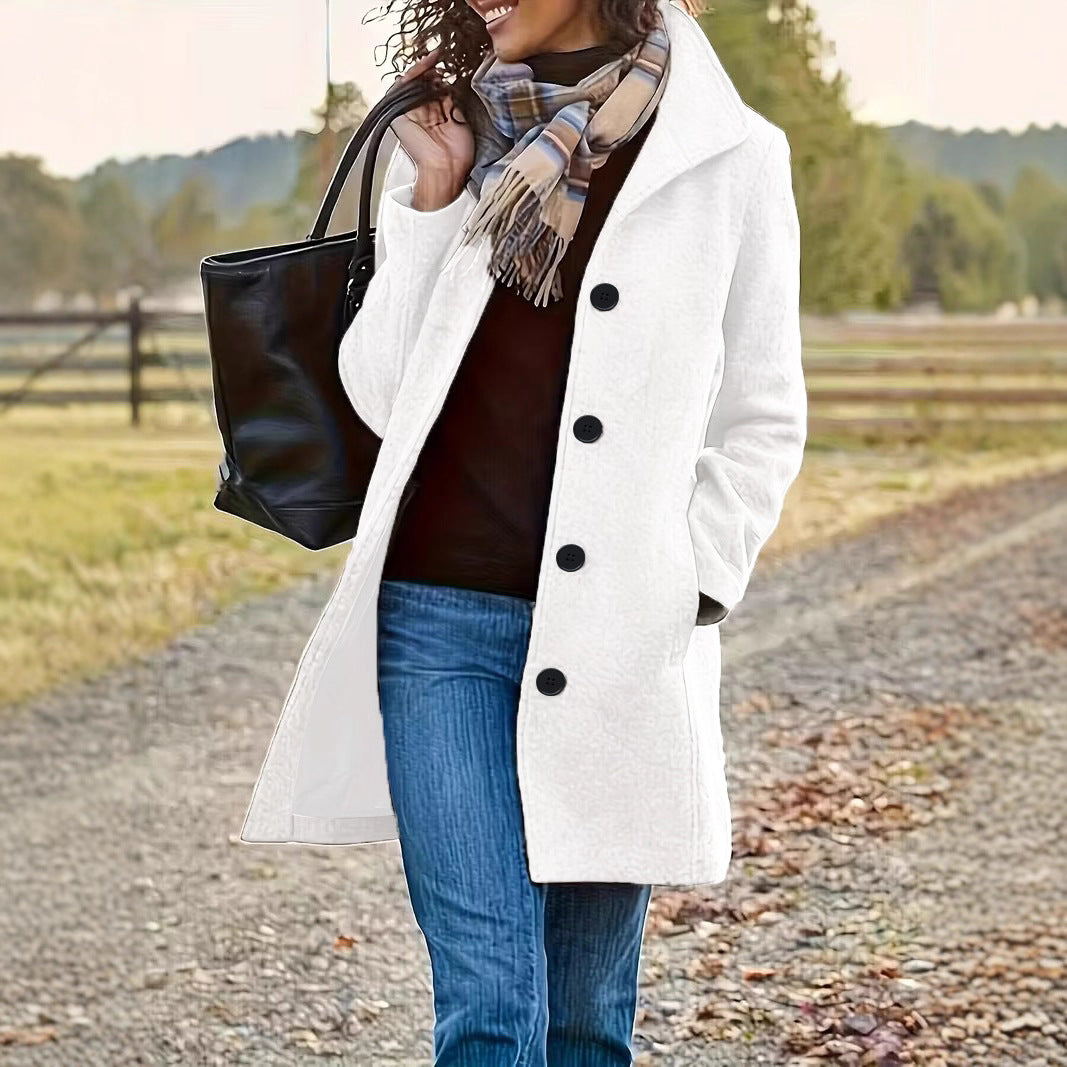 Damen nan taillierter Wollmix-Mantel mit großer Knopfleiste und Eingrifftaschen Shop Nory