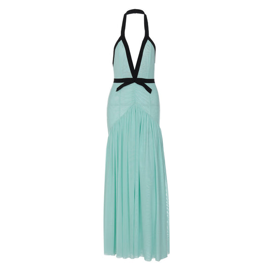 Damen Maxikleid mit tiefem V-Ausschnitt und innovativer Raffung