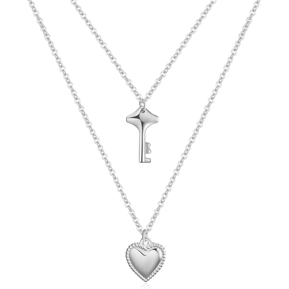 Damen Halskette mit Herz- und Schlüsselanhänger Shop Nory