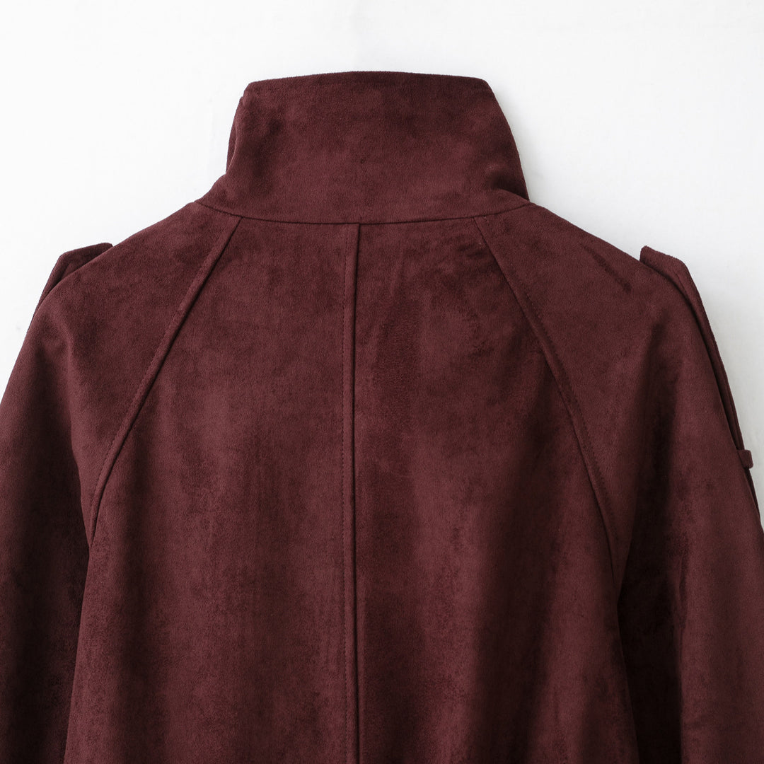 Damen Velours‑Trenchjacke mit hohem Funnelkragen und Bindegürtel Shop Nory