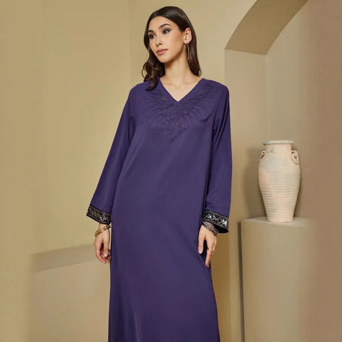 Damen Elegante Maxikleid mit bestickten Ärmeln Shop Nory
