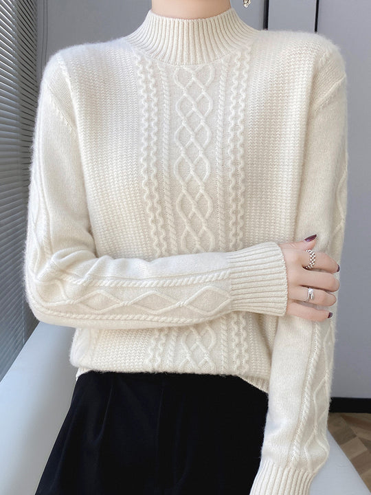 Damen Weicher Zopfstrick-Mockneck-Pullover mit leichtem Mohair-Effekt Shop Nory