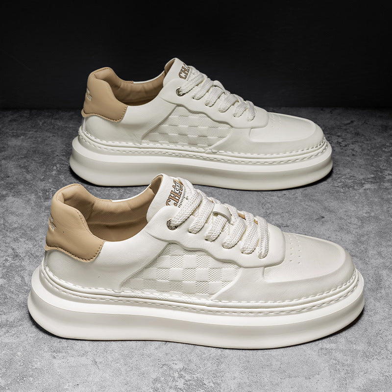 Unisex Voluminöse niedrige Sneaker mit geprägtem Schachbrettmuster und gepolstertem Fersenkragen Shopy Nory