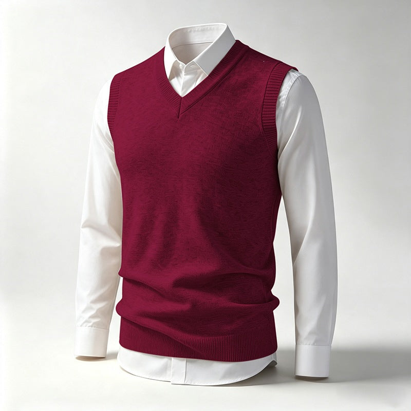 Herren Ärmellose Feinstrick V‑Ausschnitt Weste mit geripptem Saum Shop Nory
