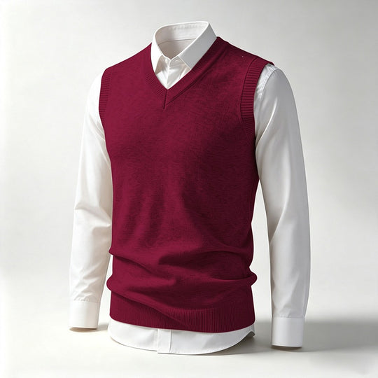 Herren Ärmellose Feinstrick V‑Ausschnitt Weste mit geripptem Saum Shop Nory