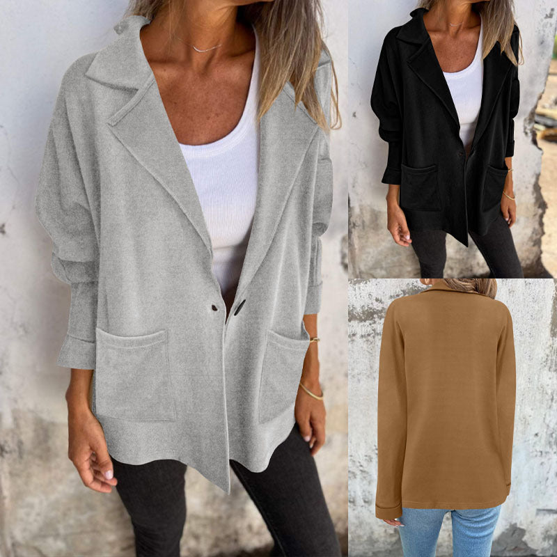 Damen Oversize Blazer-Cardigan mit Reverskragen, aufgesetzten Taschen und Krempelärmeln Shop Nory
