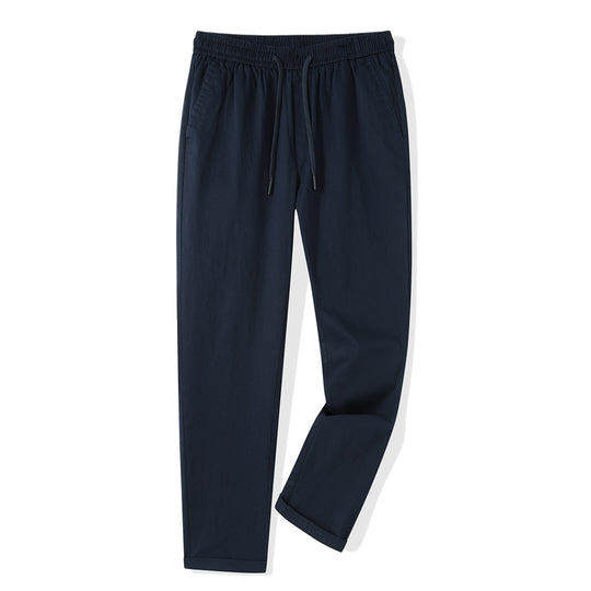 Herren Leichte Baumwoll-Mix-Hose mit elastischem Kordelbund und geradem Bein Shop Nory