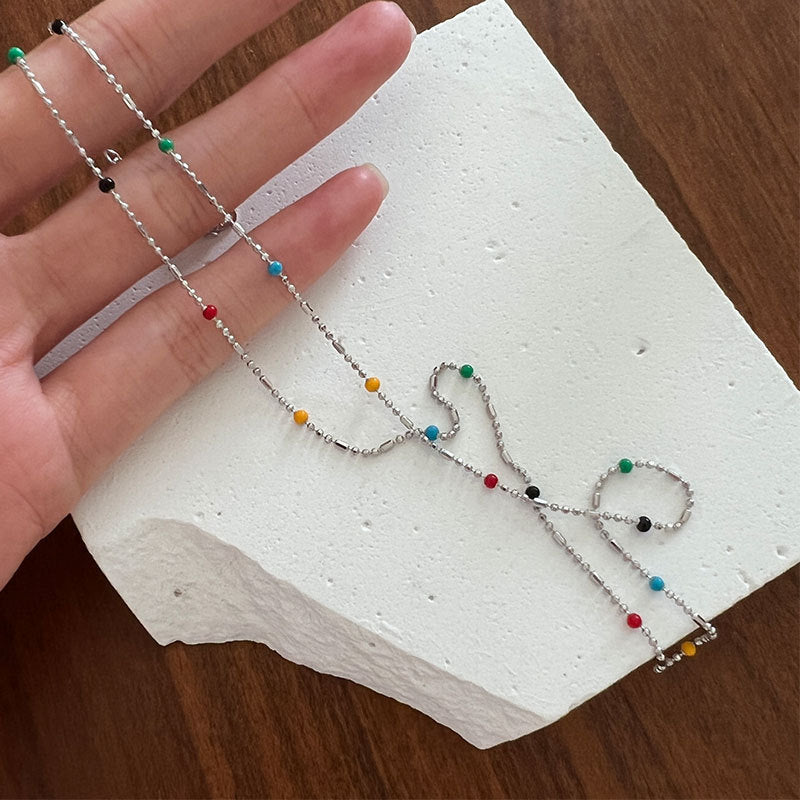 Damen Kette mit bunt gestalteten Perlen Shop Nory