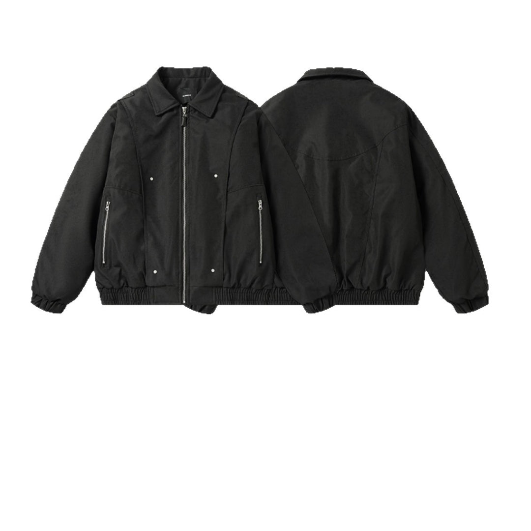 Herren Boxy Utility‑Bomberjacke mit kurzem Schnitt, Metallreißverschlüssen und elastischem Saum Shop Nory